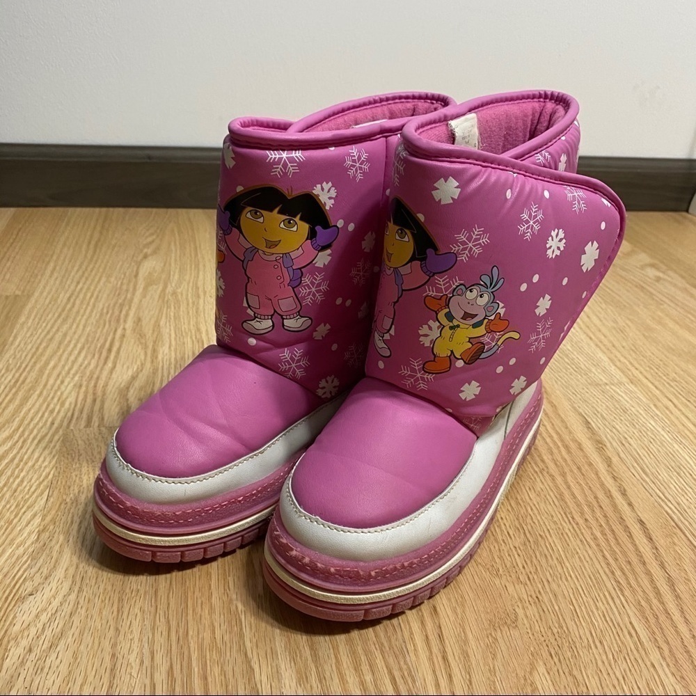 Dora the Explorer Pink Snow Boots Sz 13-1 Kids Winter Girls